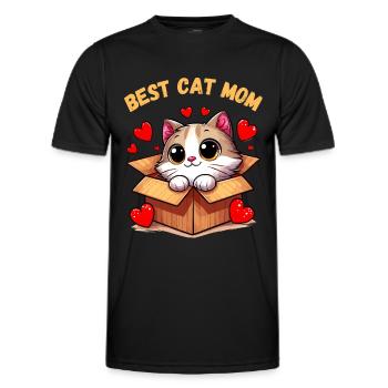 Katze Katzen Katzenmama Kätzchen Herz Mutter süß - Männer Funktions-T-Shirt - Schwarz - Vorne - AI Model Male 178 dark (178cm)