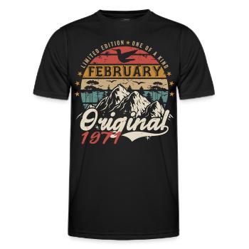 Cadeau 54e Anniversaire Nées En Février 1971 - T-shirt sport Homme - noir - Devant - AI Model Male 178 dark (178cm)