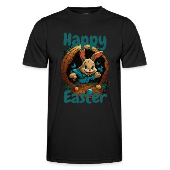 happy Easter Easter in the Easter basket Easter - Men's Functional T-Shirt - black - Front - AI Model Male 178 dark (178cm)