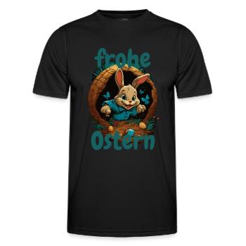 frohe Ostern Osterhase im Osterkorb Hase Easter - Männer Funktions-T-Shirt - Schwarz - Vorne - AI Model Male 178 dark (178cm)