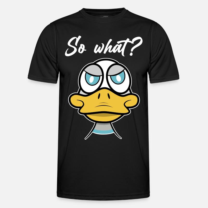 So what? with duck comic - Men's Functional T-Shirt - black