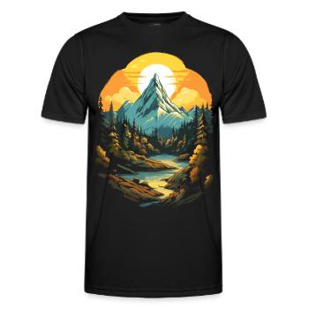 Mountains at sunset - Men's Functional T-Shirt - black - Front - AI Model Male 178 dark (178cm)