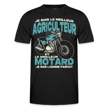 Le meilleur agriculteur et le meilleur motard - T-shirt sport Homme - noir - Devant - AI Model Male 178 dark (178cm)