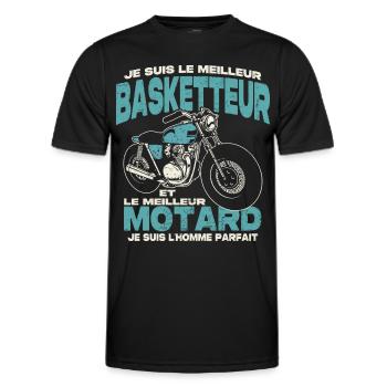 Le meilleur basketteur et le meilleur motard - T-shirt sport Homme - noir - Devant - AI Model Male 178 dark (178cm)