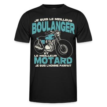 Le meilleur boulanger et le meilleur motard - T-shirt sport Homme - noir - Devant - AI Model Male 178 dark (178cm)