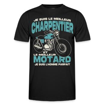 Le meilleur charpentier et le meilleur motard - T-shirt sport Homme - noir - Devant - AI Model Male 178 dark (178cm)
