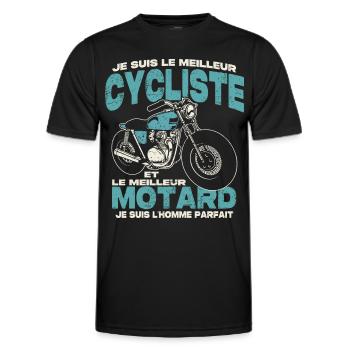 Le meilleur cycliste et le meilleur motard - T-shirt sport Homme - noir - Devant - AI Model Male 178 dark (178cm)
