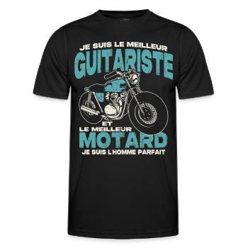 Le meilleur guitariste et le meilleur motard - T-shirt sport Homme - noir - Devant - AI Model Male 178 dark (178cm)