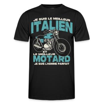 Le meilleur italien et le meilleur motard - T-shirt sport Homme - noir - Devant - AI Model Male 178 dark (178cm)