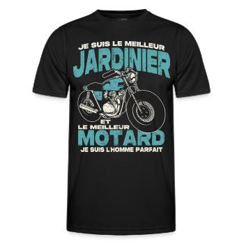 Le meilleur jardinier et le meilleur motard - T-shirt sport Homme - noir - Devant - AI Model Male 178 dark (178cm)