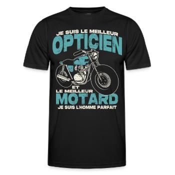 Le meilleur opticien et le meilleur motard - T-shirt sport Homme - noir - Devant - AI Model Male 178 dark (178cm)