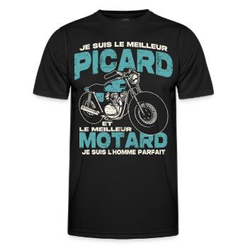 Le meilleur picard et le meilleur motard - T-shirt sport Homme - noir - Devant - AI Model Male 178 dark (178cm)