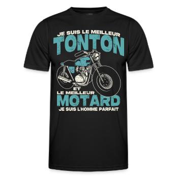Le meilleur tonton et le meilleur motard - T-shirt sport Homme - noir - Devant - AI Model Male 178 dark (178cm)
