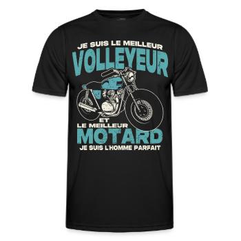 Le meilleur volleyeur et le meilleur motard - T-shirt sport Homme - noir - Devant - AI Model Male 178 dark (178cm)