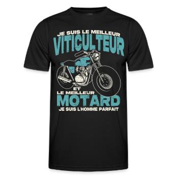 Le meilleur viticulteur et le meilleur motard - T-shirt sport Homme - noir - Devant - AI Model Male 178 dark (178cm)