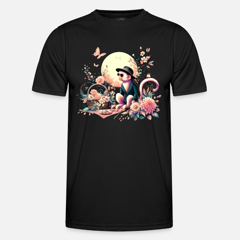 Affe beim Picknick - Männer Funktions-T-Shirt - Schwarz