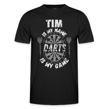 T-shirt de fléchettes personnalisé pour Tim - T-shirt sport Homme - noir - Devant - AI Model Male 178 dark (178cm)