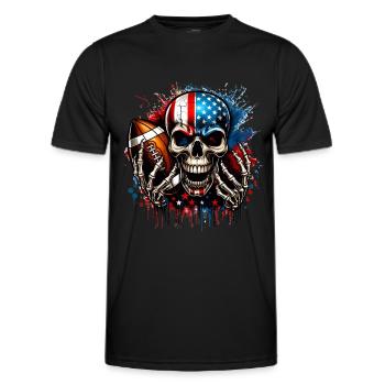 American Flag Skull Football Design - Men's Functional T-Shirt - black - Front - AI Model Male 178 dark (178cm)