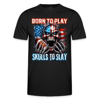Patriotic skull design American Football - Men's Functional T-Shirt - black - Front - AI Model Male 178 dark (178cm)