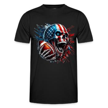 Aggressive Skull for American Football Fans - Men's Functional T-Shirt - black - Front - AI Model Male 178 dark (178cm)