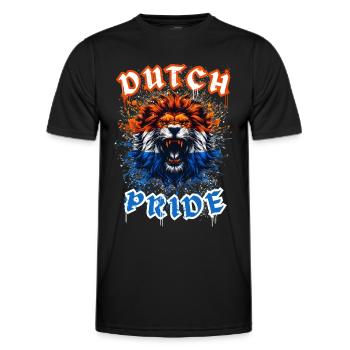 Dutch Lion in Dutch flag colors - Men's Functional T-Shirt - black - Front - AI Model Male 178 dark (178cm)