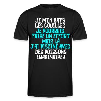 je m'en bats les couilles, piscine poissons - T-shirt sport Homme - noir - Devant - AI Model Male 178 dark (178cm)
