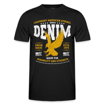 Legendäre American Eagle Denim Bekleidung USA - Männer Funktions-T-Shirt - Schwarz - Vorne - AI Model Male 178 dark (178cm)