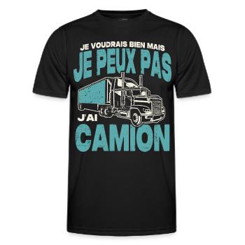 Je peux pas j'ai camion. - T-shirt sport Homme - noir - Devant - AI Model Male 178 dark (178cm)