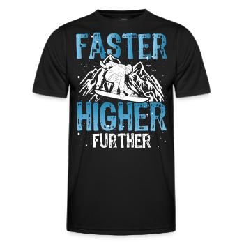 Snowboarding Faster Higher Further Snowboarder - Men's Functional T-Shirt - black - Front - AI Model Male 178 dark (178cm)