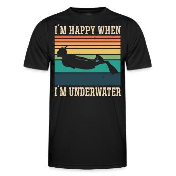 Freediving Happy When Im Underwater Apnea Diving - Männer Funktions-T-Shirt - Schwarz - Vorne - AI Model Male 178 dark (178cm)