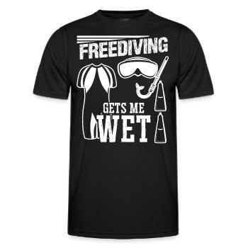 Freediving Gets Me Wet Freediver Apnea Diving Dive - Men's Functional T-Shirt - black - Front - AI Model Male 178 dark (178cm)