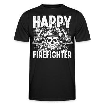 Feuerwehrmann Happy Firefighter Feuerwehr Brigade - Männer Funktions-T-Shirt - Schwarz - Vorne - AI Model Male 178 dark (178cm)