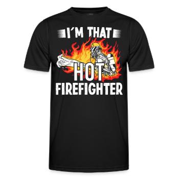 Pompier à cette brigade de pompiers chauds - T-shirt sport Homme - noir - Devant - AI Model Male 178 dark (178cm)