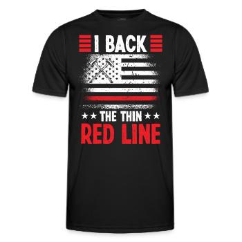 Feuerwehrmann Back Thin Red Line Feuerwehr Brigade - Männer Funktions-T-Shirt - Schwarz - Vorne - AI Model Male 178 dark (178cm)