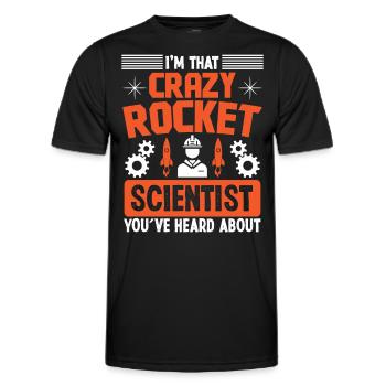 Ingénieur aérospatial Scientifique fou des fusées - T-shirt sport Homme - noir - Devant - AI Model Male 178 dark (178cm)