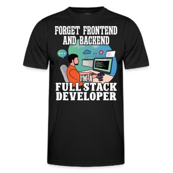 Software Developer Full Stack Developer Coder Geek - Men's Functional T-Shirt - black - Front - AI Model Male 178 dark (178cm)