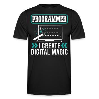 Software Developer Programmer Create Digital Magic - Men's Functional T-Shirt - black - Front - AI Model Male 178 dark (178cm)