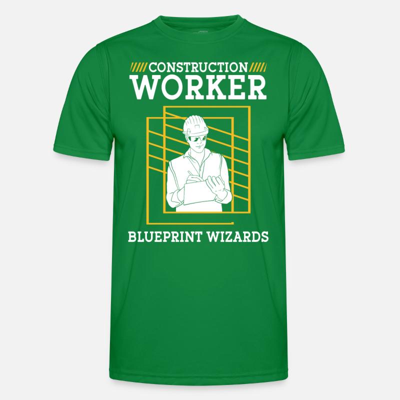 Bauarbeiter Construction Worker Blueprint Wizards Männer Funktions-T-Shirt
