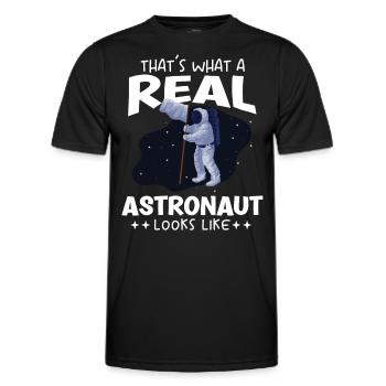 Spaceman À quoi ressemble un véritable astronaute - T-shirt sport Homme - noir - Devant - AI Model Male 178 dark (178cm)