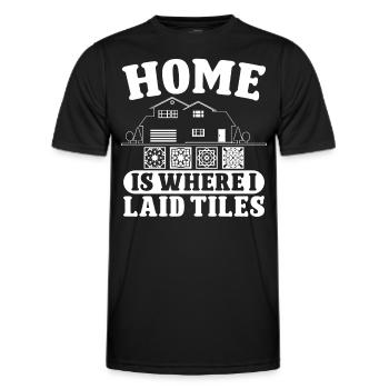 Maison de carrelage où j’ai posé des carreaux au sol - T-shirt sport Homme - noir - Devant - AI Model Male 178 dark (178cm)