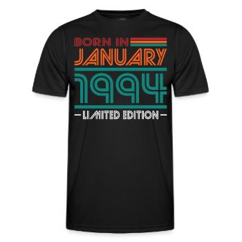 30. Geburtstag Jahrgang Januar 1994 Born in 1994 - Männer Funktions-T-Shirt - Schwarz - Vorne - AI Model Male 178 dark (178cm)