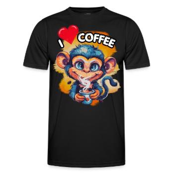 I LOVE Coffee, Genuss, Koffein, Kaffeeliebe, Spaß, - Männer Funktions-T-Shirt - Schwarz - Vorne - AI Model Male 178 dark (178cm)