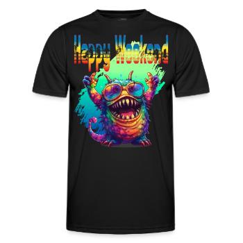 Happy Weekend. Monster, happiness, positive vibes, - Men's Functional T-Shirt - black - Front - AI Model Male 178 dark (178cm)