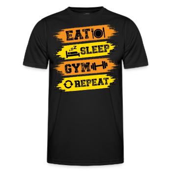 EAT SLEEP GYM REPEAT. Fitness, Sports, Training, - Men's Functional T-Shirt - black - Front - AI Model Male 178 dark (178cm)