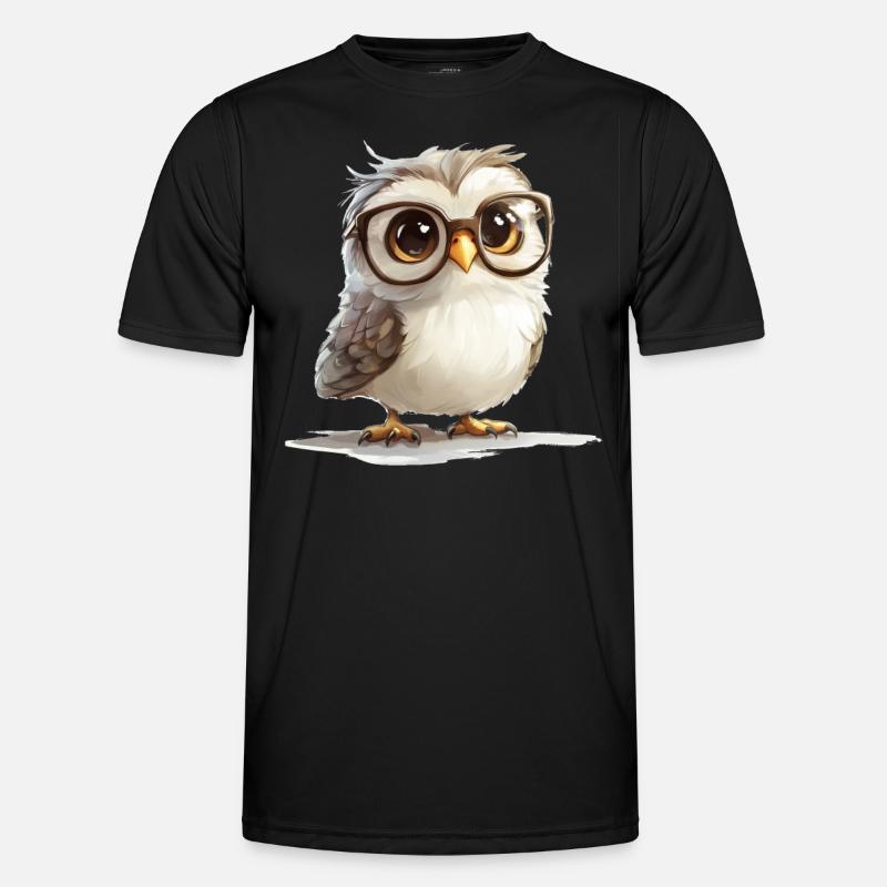 Süße Eule mit Brille - Männer Funktions-T-Shirt - Schwarz