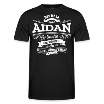 AIDAN, DER KATALYSATOR FÜR DEINEN ERFOLG - Männer Funktions-T-Shirt - Schwarz - Vorne - AI Model Male 178 dark (178cm)