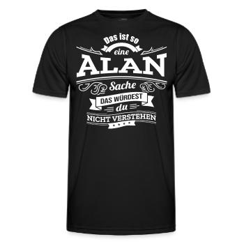 ALAN, DER KATALYSATOR FÜR DEINEN ERFOLG - Männer Funktions-T-Shirt - Schwarz - Vorne - AI Model Male 178 dark (178cm)