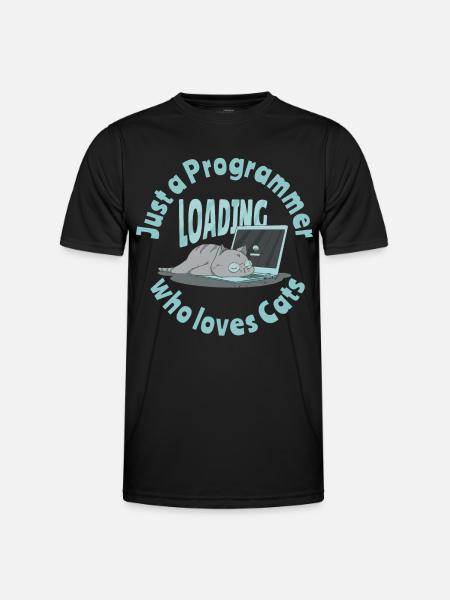 Just a programmer who loves cats - Men's Functional T-Shirt - black