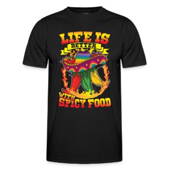 Life Is Better With Spicy Food für Fans von - Männer Funktions-T-Shirt - Schwarz - Vorne - AI Model Male 178 dark (178cm)