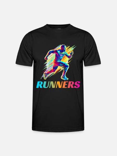 Dynamische Läufer Lauf Wettkampf - Männer Funktions-T-Shirt - Schwarz